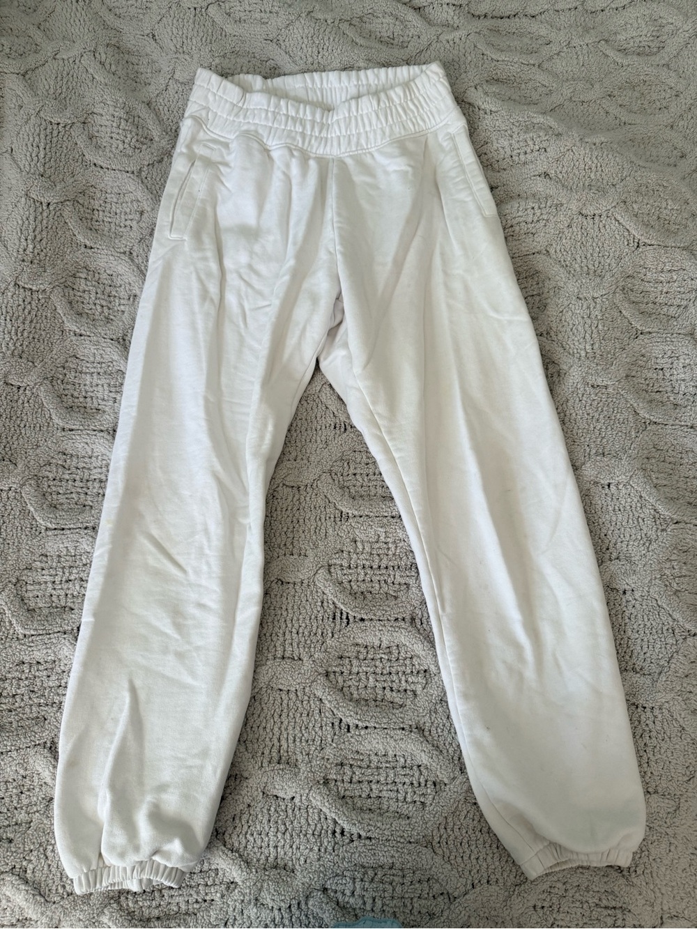 aerie White Elastic-Waist Jogger Pants